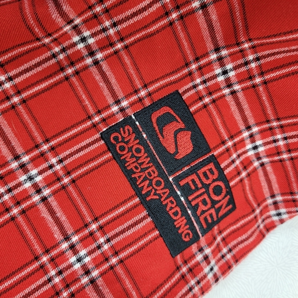 Bonfire Red Plaid Women's Zipper front jacket funnel collar hood gorpcore ski SP - Picture 2 of 13
